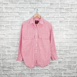 Vtg Willis & Geiger Women's Button up Shirt in Pink Striped cotton made in USA